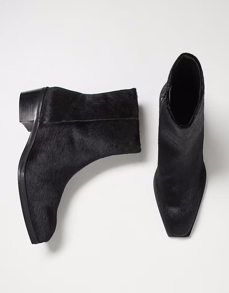 Ботинки челси из коровьей шерсти с кубинским каблуком из черной кожи Asos Design — фото 3