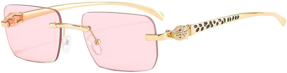 

LVTFCO Модные прямоугольные солнцезащитные очки без оправы для женщин с прозрачными линзами с градиентом цвета "океан", уникальные солнцезащитные очки для мужчин, Golden Pink