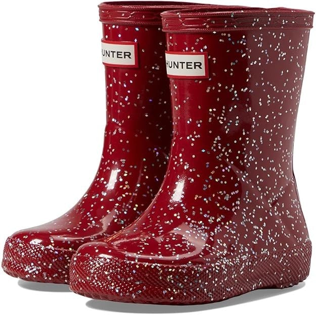 

Детские резиновые сапоги Hunter First Classic Giant Glitter Kids Burgundy Waterproof, красный