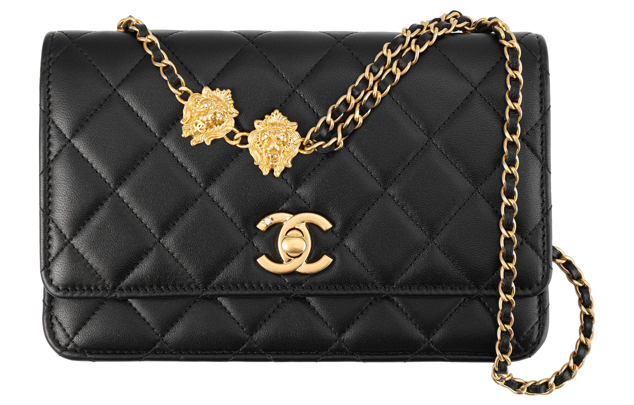 Сумка WOC из ягненка, женская черная сумка через плечо, кроссбоди CHANEL