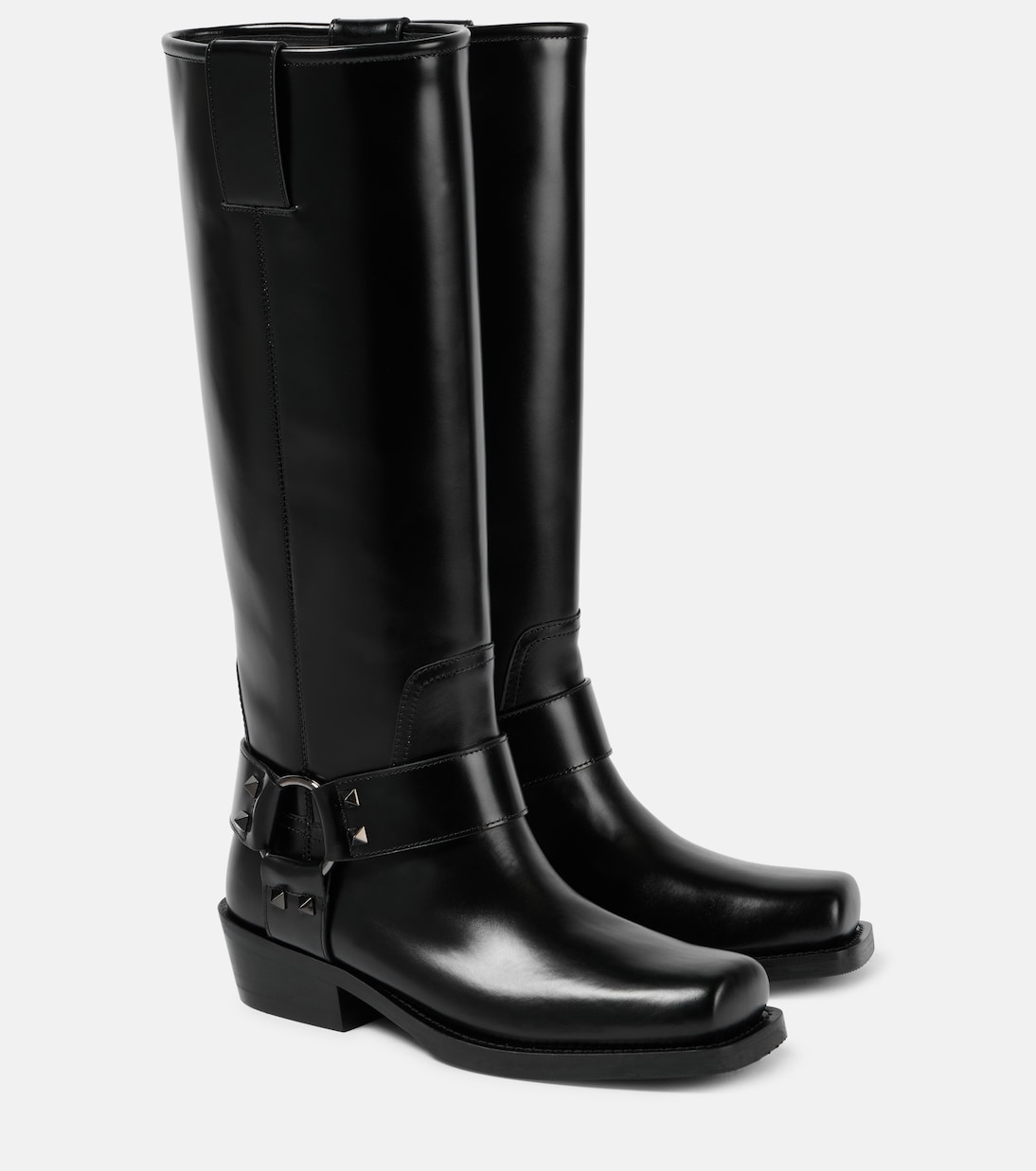 Кожаные байкерские ботинки Rockstud Valentino Garavani, Nero