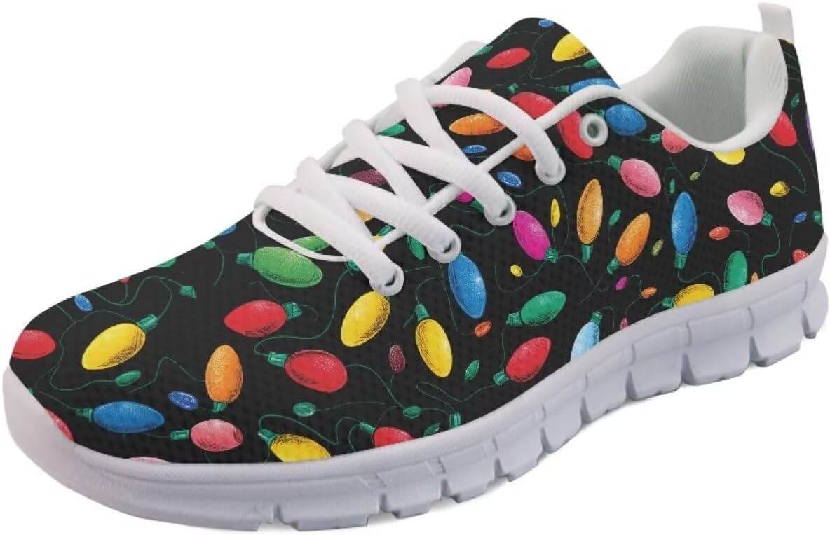 

Кроссовки Forchrinse с принтом «Кошачья галактика» унисекс, модные кеды для ходьбы, теннисные и беговые обувь для женщин и мужчин, Christmas Colorful Lights