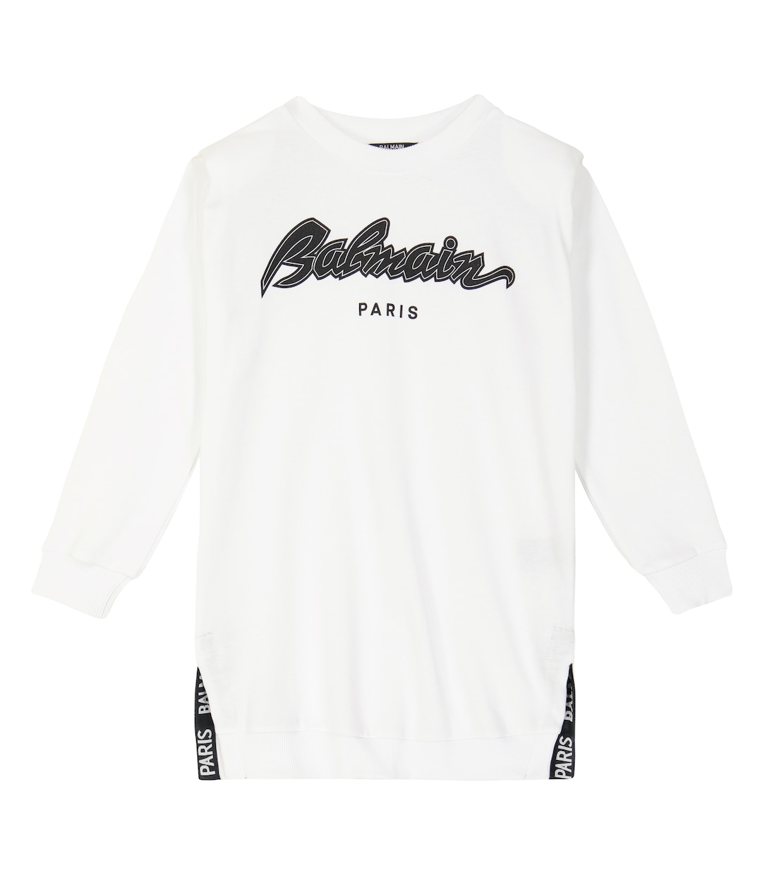 

Платье-свитшот из хлопка с логотипом Balmain Kids, Bianco