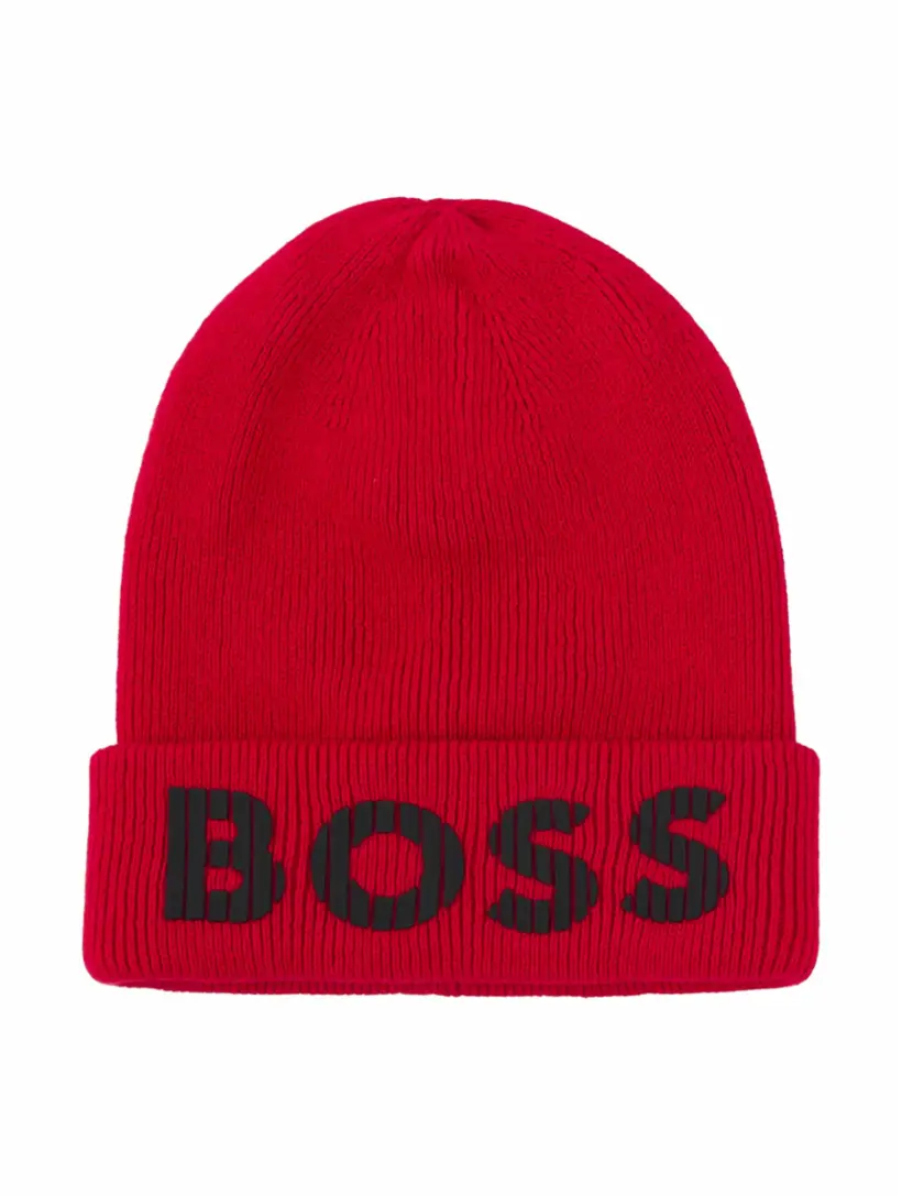 

Хлопковая шапка с логотипом BOSS, красный