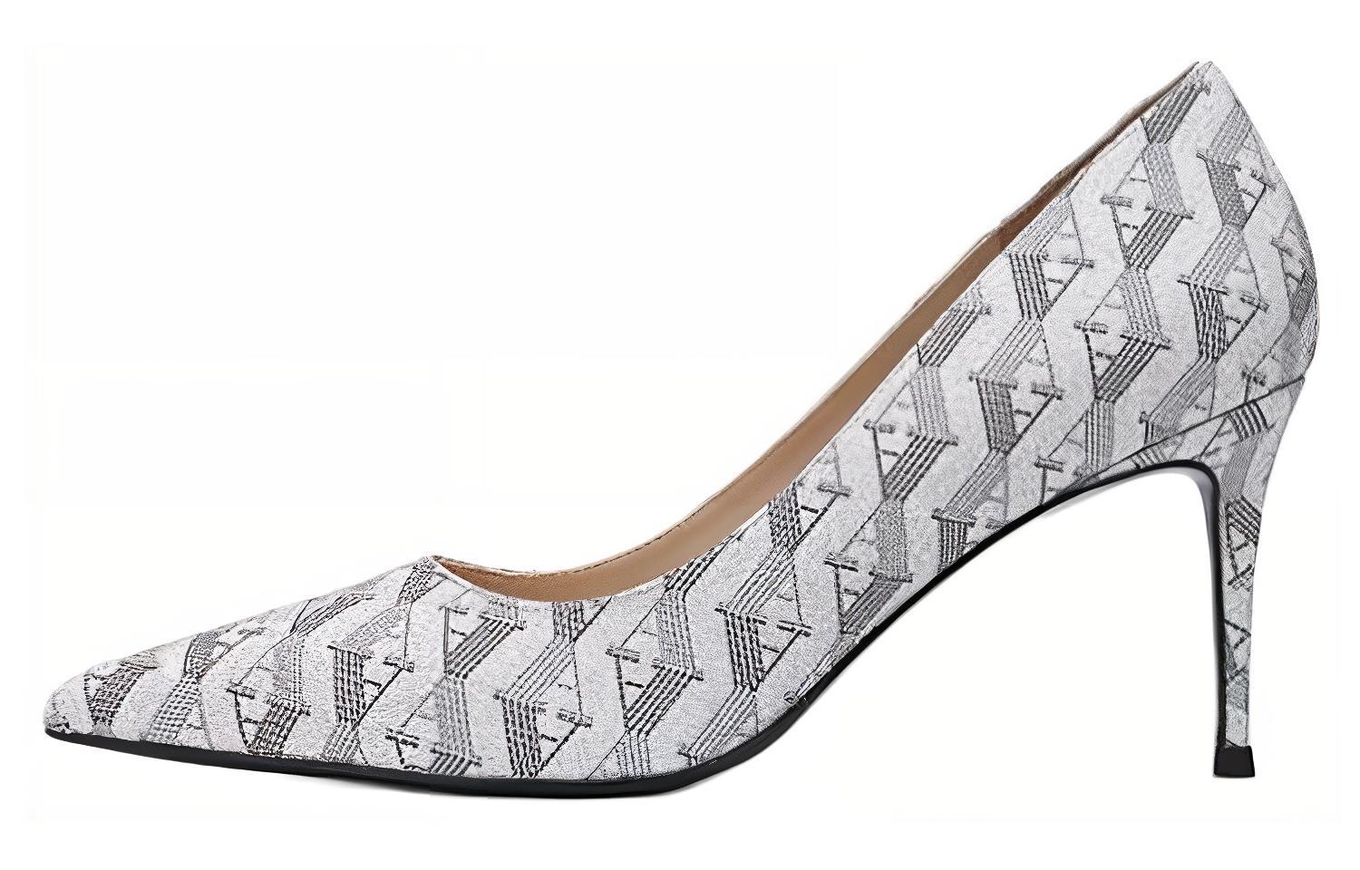Туфли на тонком каблуке высотой 6 см, женские, серебристые AQUASCUTUM, Silver