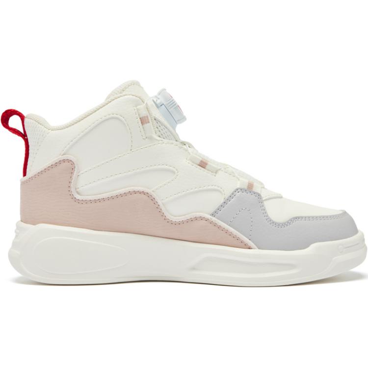 QIAODAN Износостойкие высокие детские скейтбординговые ботинки Ivory/Brown Pink для подростков — фото 3