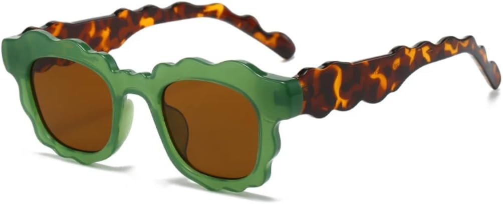 

Модные солнцезащитные очки неправильной квадратной формы из геля для женщин, прозрачные градиентные, с защитой от УФ-излучения UV400, для мужчин. Трендовые и уникальные UATXTAU, Green Leopard Tea