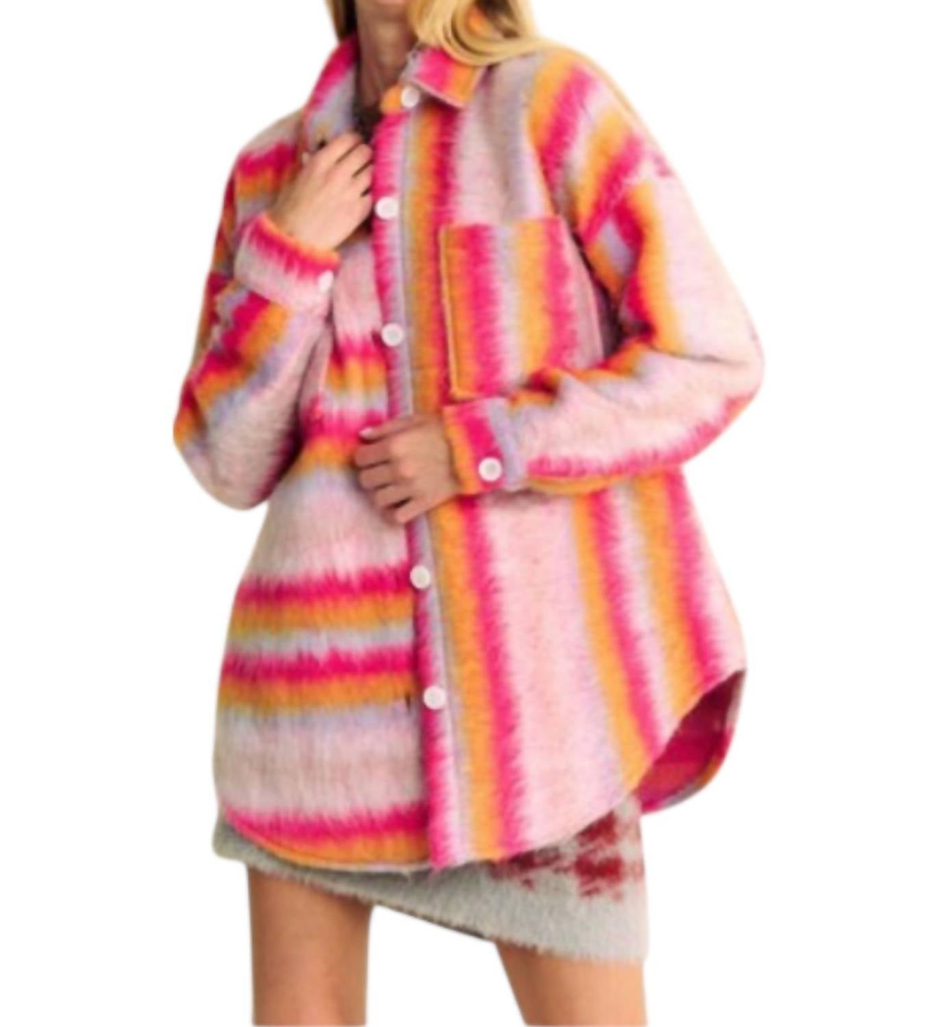 

Розово-оранжевая рубашка из мохера с добавками DAVI & DANI