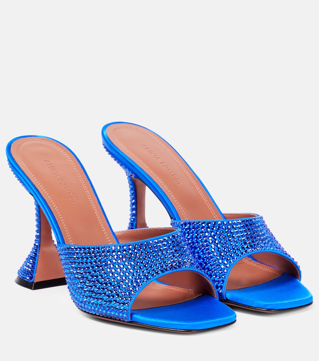 Атласные мюли с декором от Lupita Amina Muaddi, Electric Blue