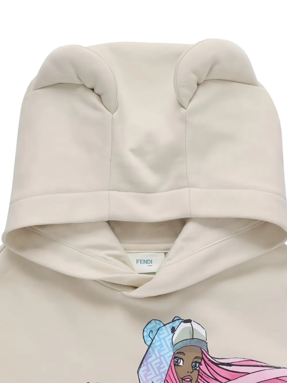 Платье с капюшоном и графичным принтом Fendi Kids, желтый — фото 3