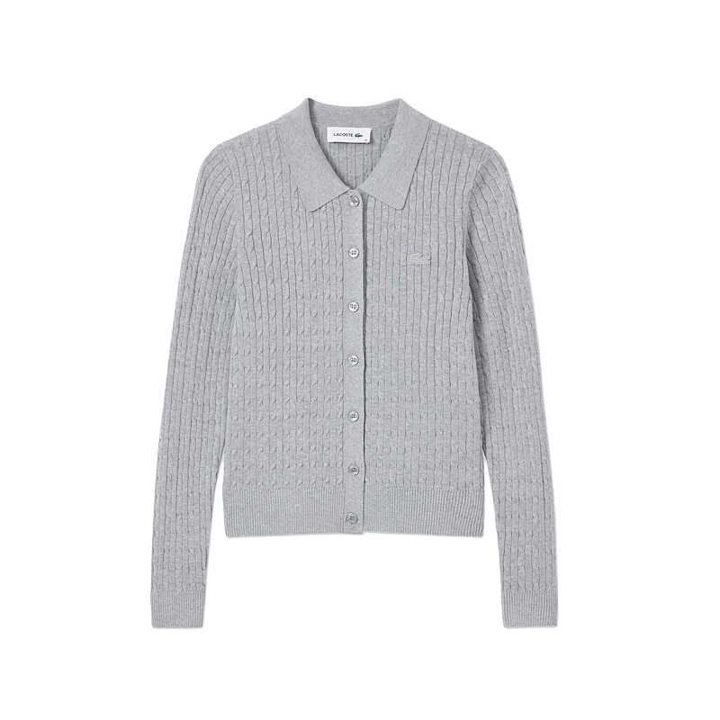 

Кардиган женский с лацканами средней длины LACOSTE, cca/серебряный серый