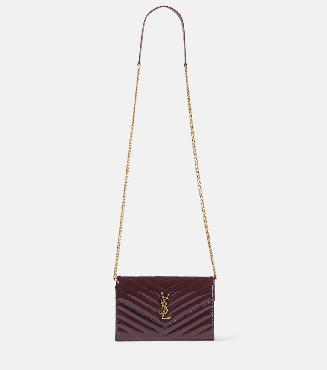 

Кошелек на цепочке Cassandre из лаковой кожи Saint Laurent, Dk Red Wine/D.Red W.