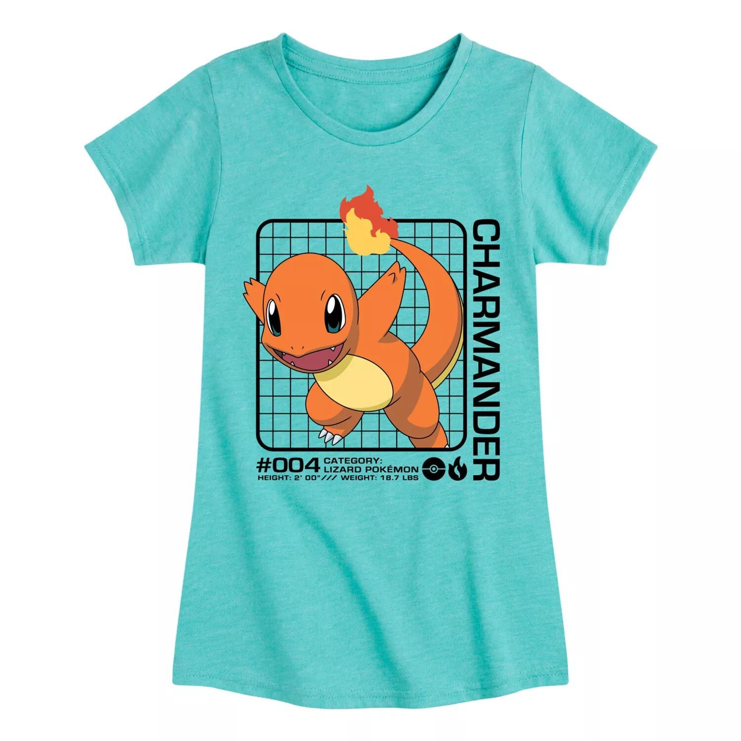 

Футболка с графикой Pokémon Charmander Stats для девочек 7–16 лет Licensed Character