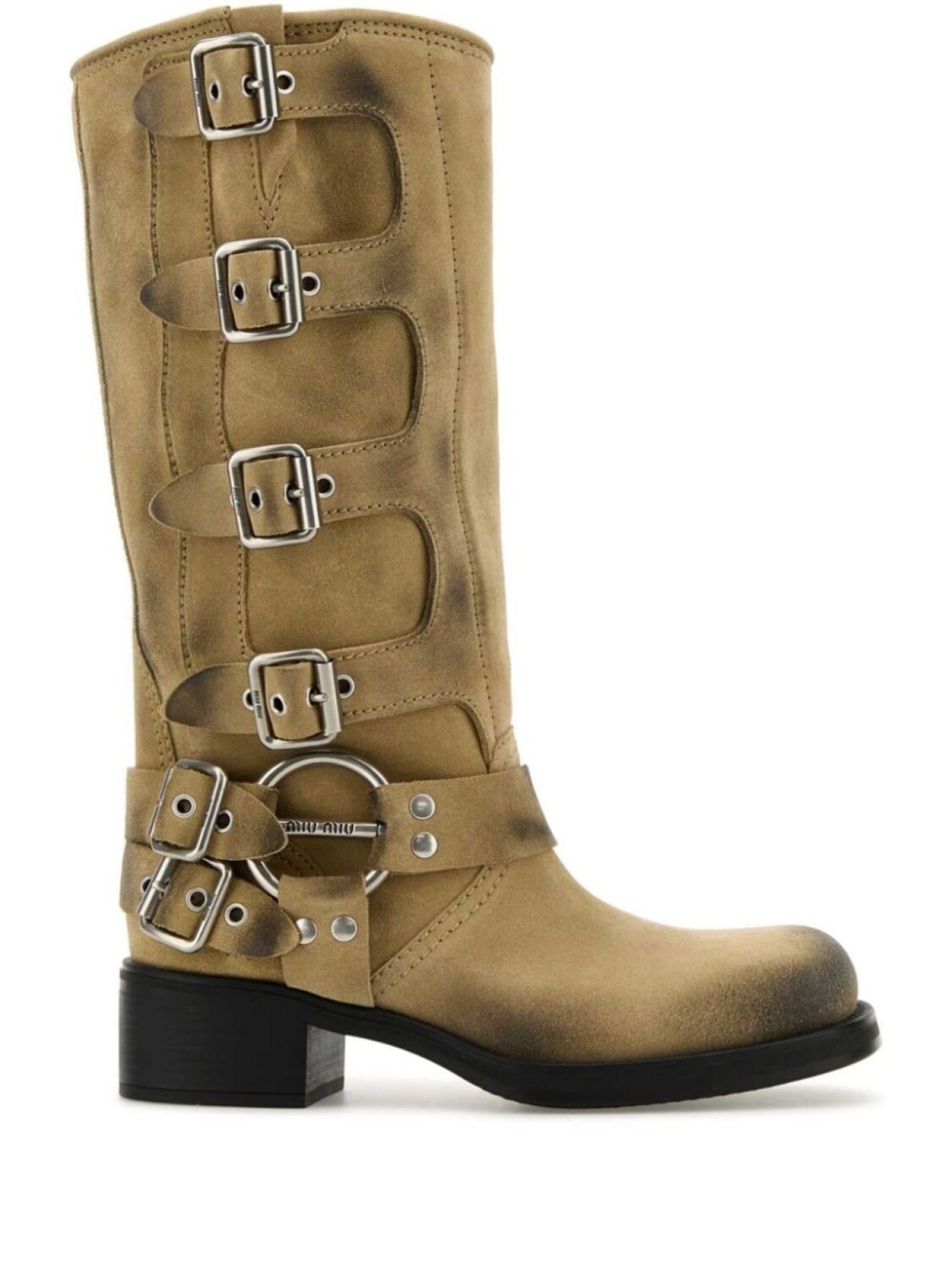 Сапоги на каблуке Miu Miu, нейтральный цвет