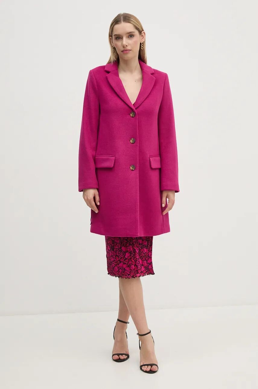 

Шерстяное пальто United Colors of Benetton, розовый