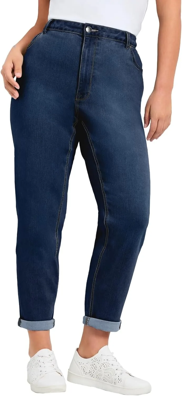 

Женские джинсы Avenue Plus Size Petite Denim Girlfriend Stretch