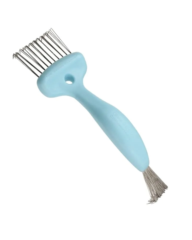 Olivia Garden The Brush Cleaner - Инструмент для чистки кистей всех размеров и моделей - Удаляет загрязнения - 2 инструмента в 1 - Аксессуары для ухода за красотой, Blue