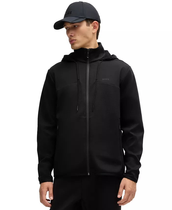 

Мужская утепленная куртка на молнии Bonded-Fleece Hugo Boss, черный