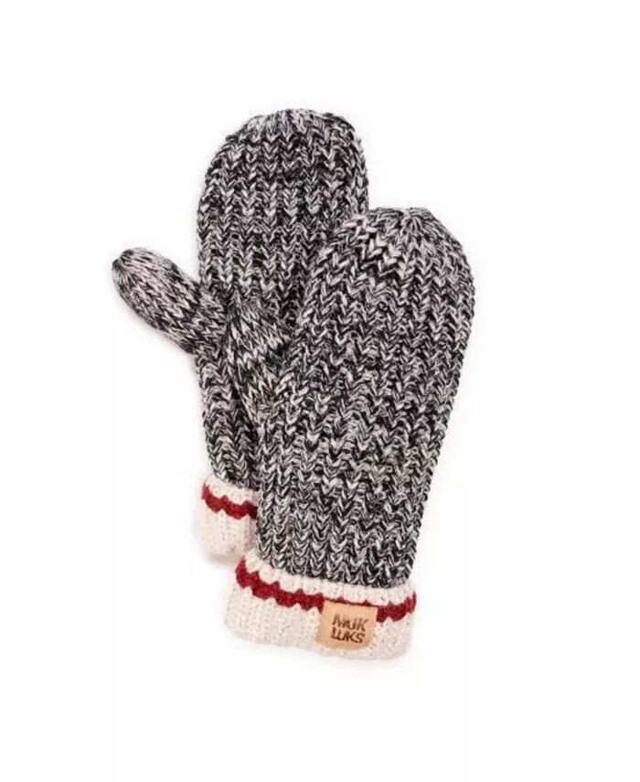 

Женские варежки крупной строчки с меланжевым узором Muk Luks, черный