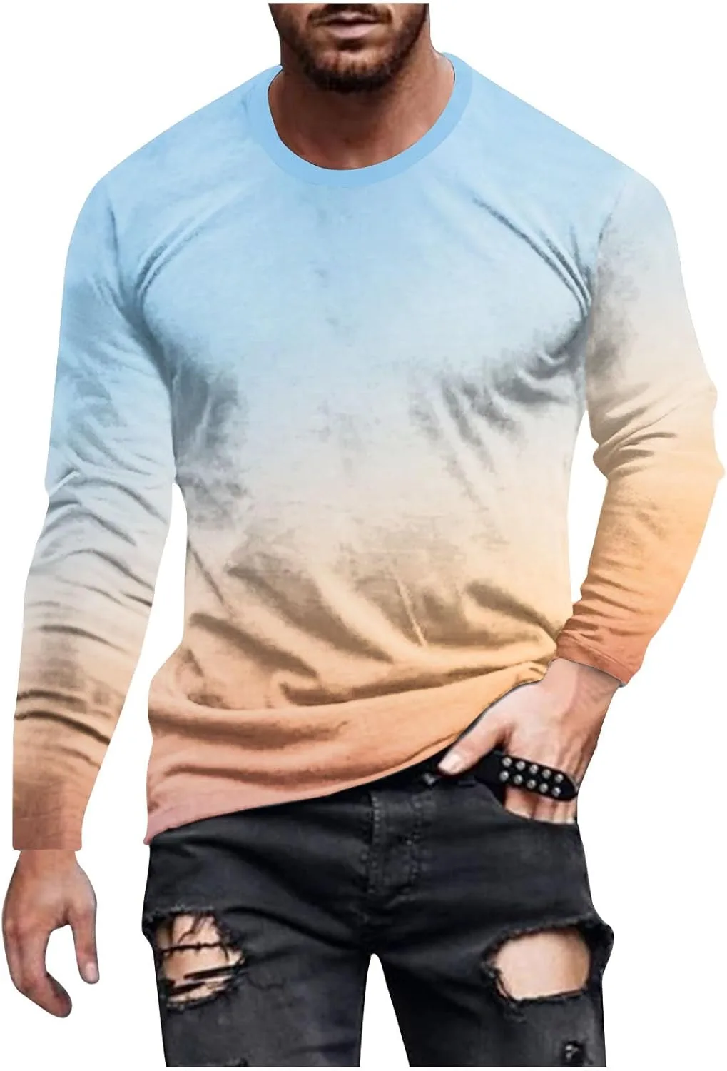 

Мужская футболка с длинным рукавом Casual Fall Crewneck