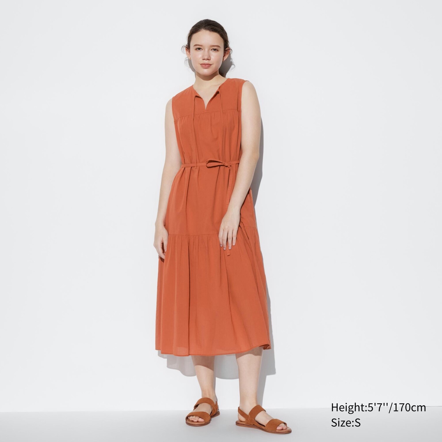

Легкое хлопковое платье без рукавов UNIQLO, оранжевый