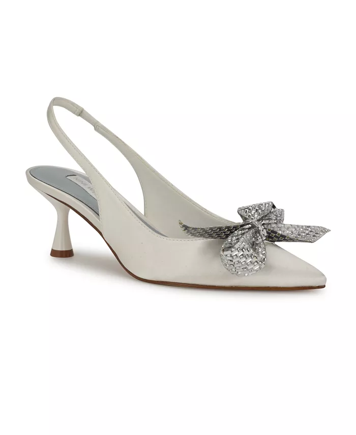 Женские свадебные туфли-лодочки Rills с острым носком и ремешком на пятке Nine West, белый