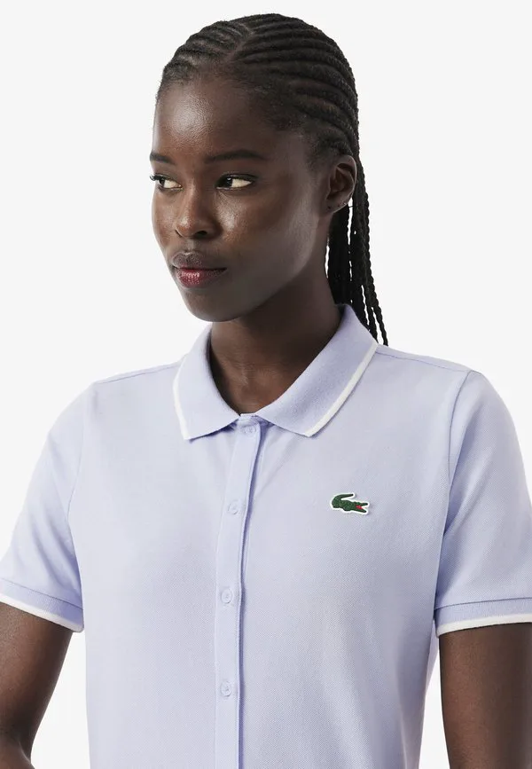 Блузка Lacoste Bleu Clair Jg на пуговицах, пике, однотонная — фото 4