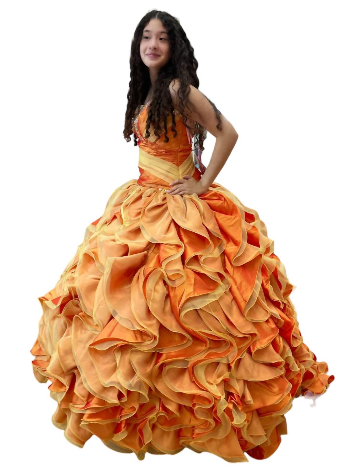 Платье Quinceañera с открытыми плечами в стиле заката Mary's Bridal, цвет sunset — фото 3