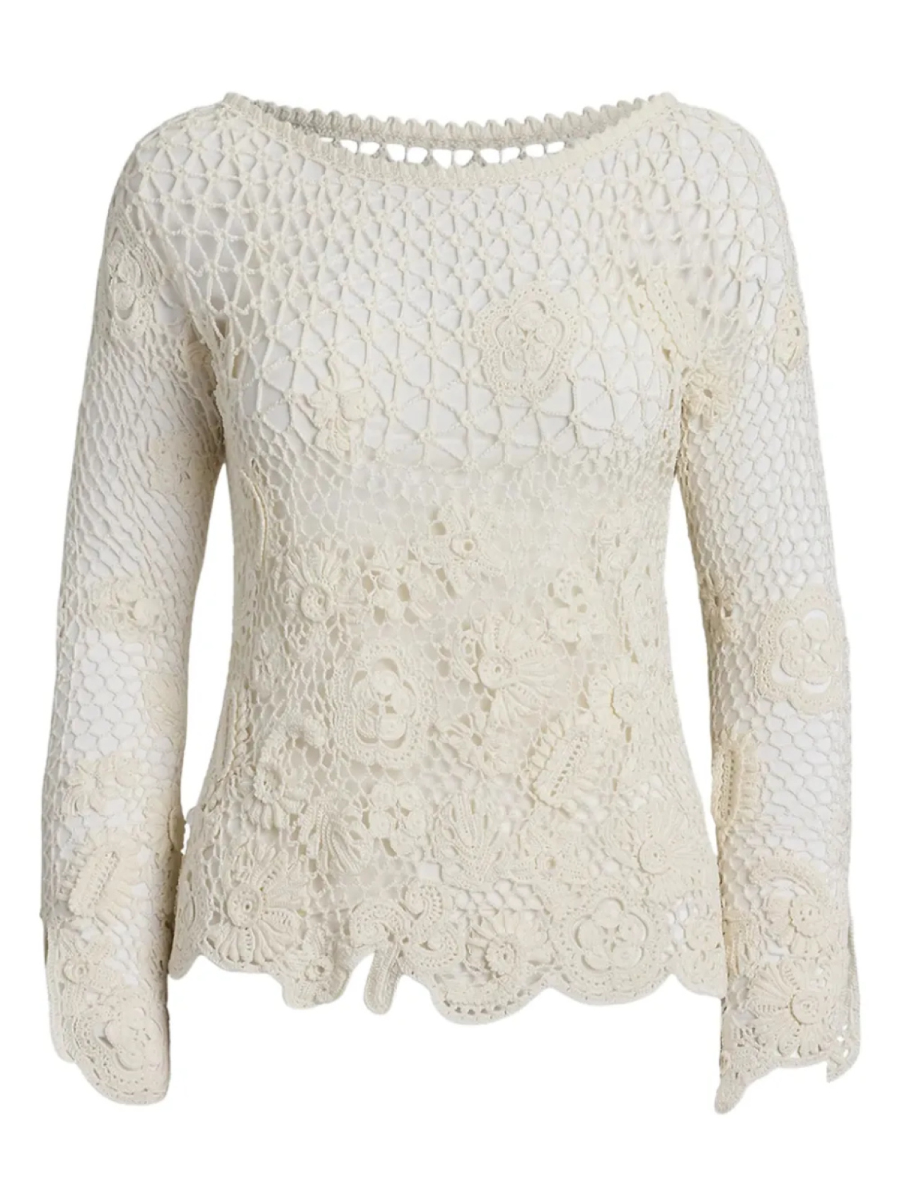

Футболка Ralph Lauren Collection crochet floral top, белый
