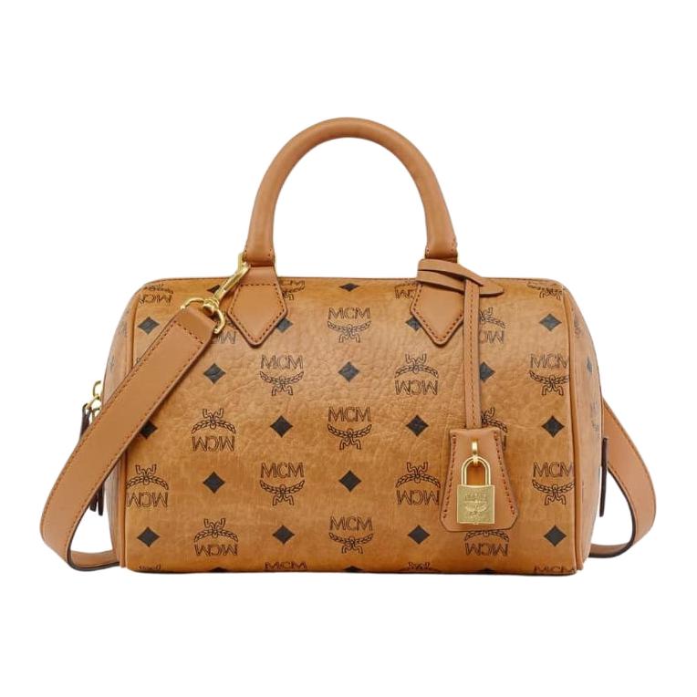 

Сумка через плечо Ella Canvas с кожаными вставками Boston Bag Trumpets Women's Cognac MCM