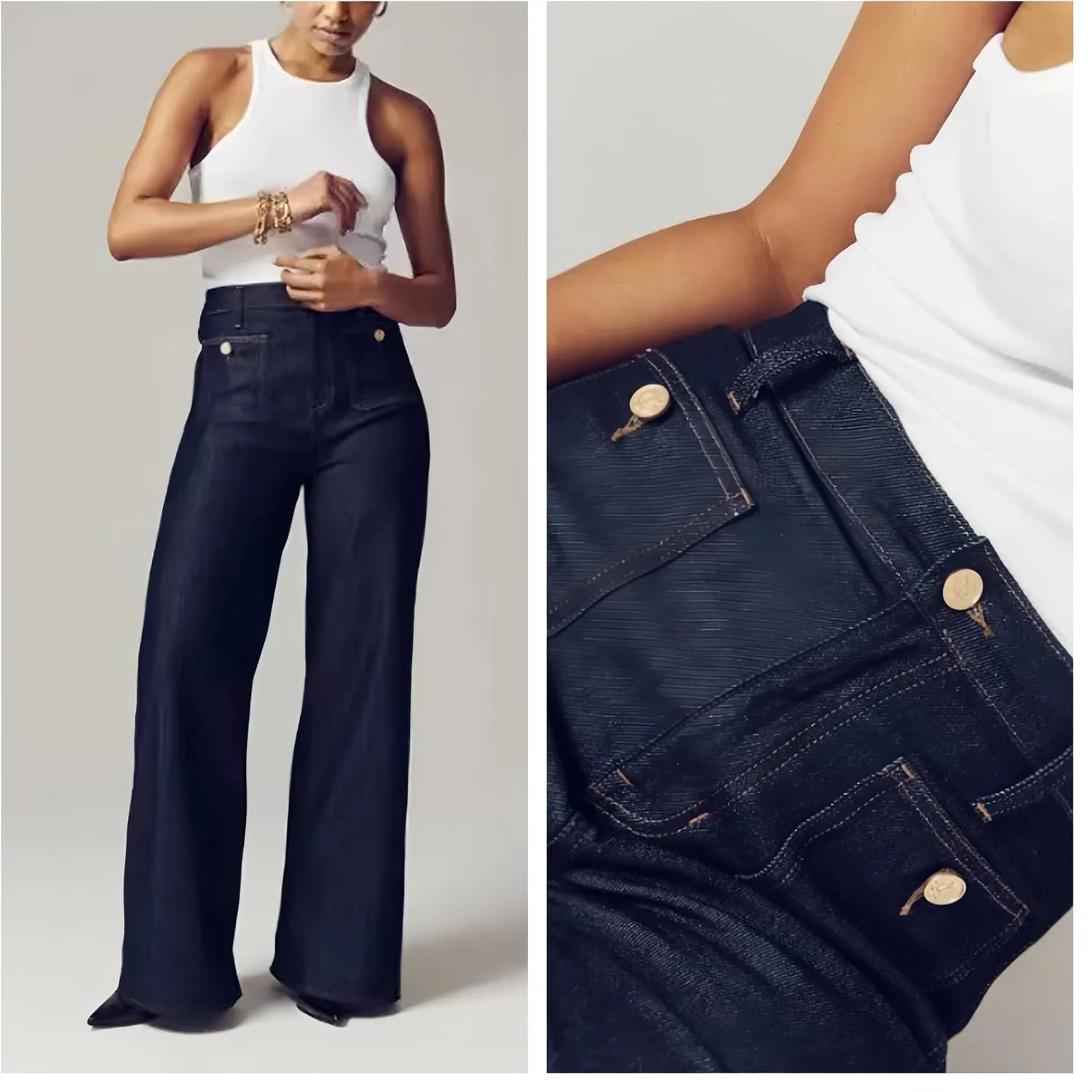 Джинсы женские Wide Leg High Waisted Stretchy Straight Leg — фото 2