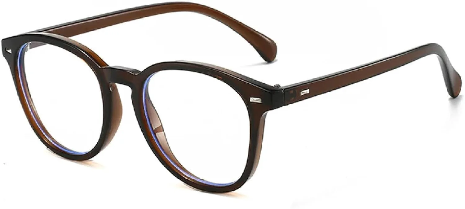 

Ретро овальные женские солнцезащитные очки с заклепками, модные прозрачные линзы цвета океана, защита от УФ-излучения UV400, мужские панк-очки VFDHN, Brown Clear