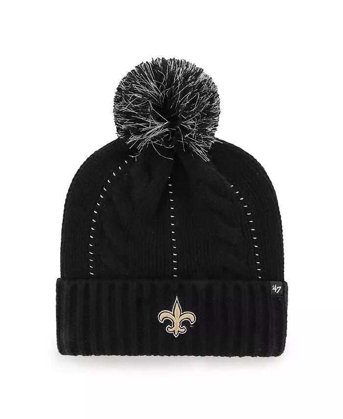 

Женская черная вязаная шапка с манжетами New Orleans Saints Bauble с помпоном '47 Brand