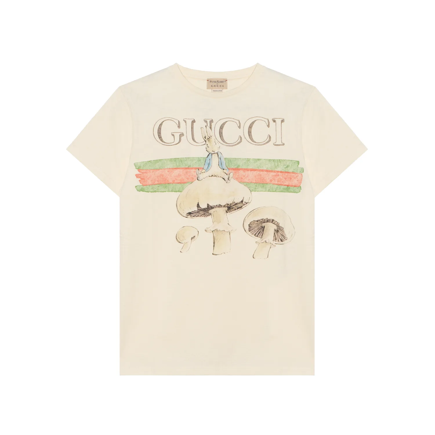 Детская футболка Peter Rabbit с круглым вырезом GUCCI, экрю
