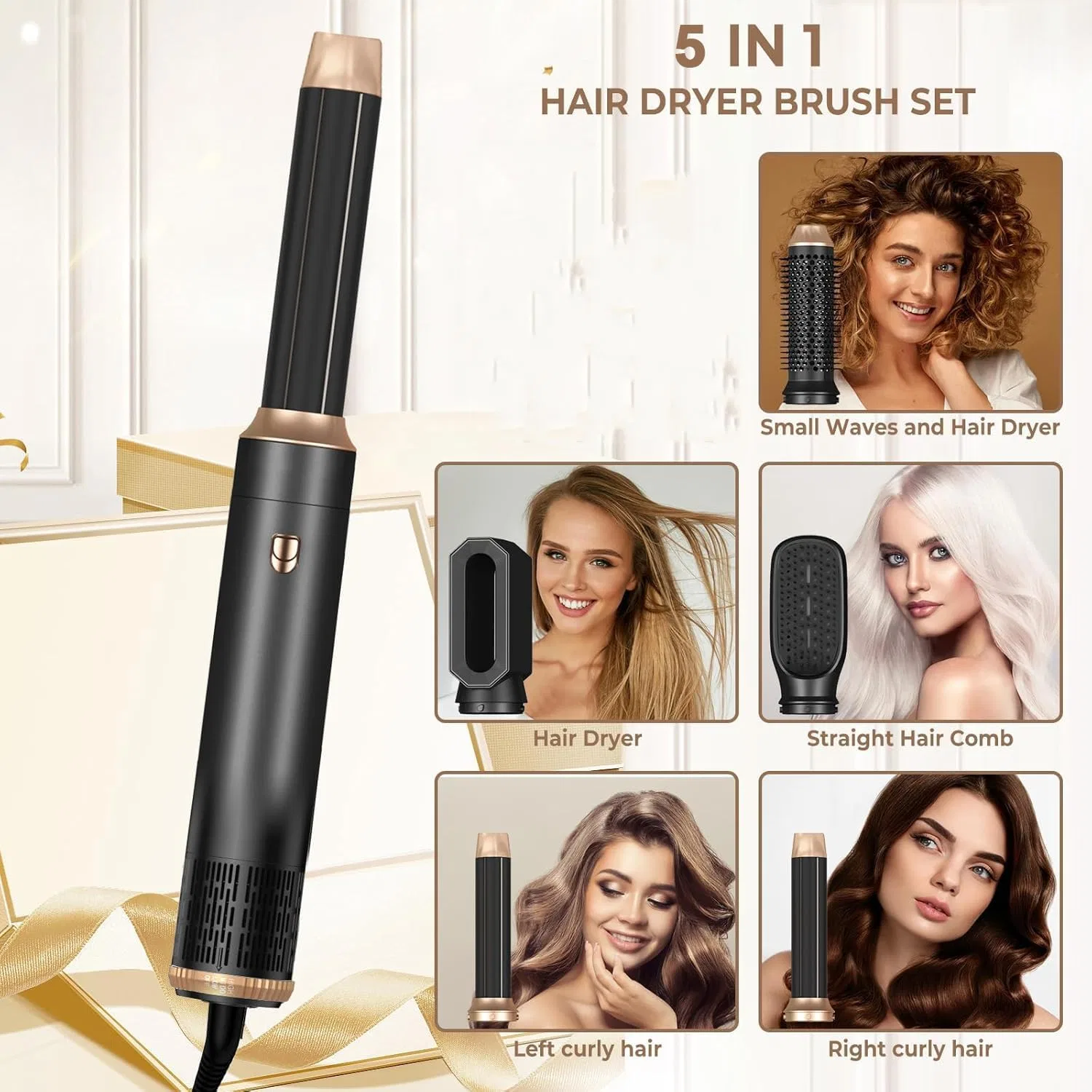 Набор для укладки волос 5-в-1 Air Styler Lanboo, Black — фото 2