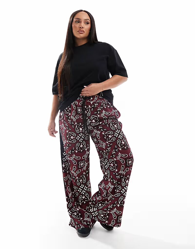 

Брюки-карандаш ASOS DESIGN Curve с контрастной вставкой из темно-вишневого бандады