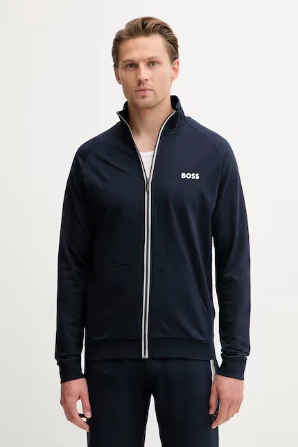 Бомбер мужской из мягкого хлопка Authentic Jacket Z BOSS, темно-синий