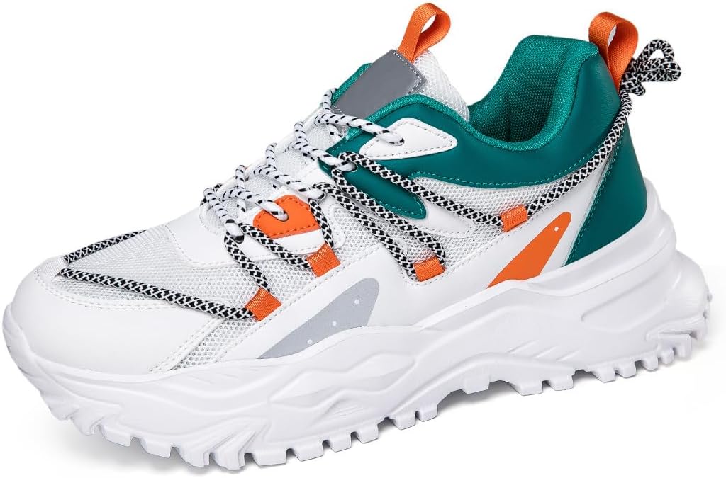 

Hhhchpm Удобные и стильные туфли на шнуровке с толстой подошвой - мужская дышащая повседневная обувь для всех сезонов, прогулок на улице и путешествий - противоскользящие кроссовки, белый/зеленый