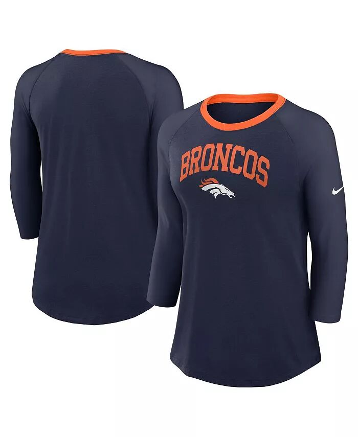 

Женская темно-синяя футболка Denver Broncos с рукавом реглан 3/4 Nike
