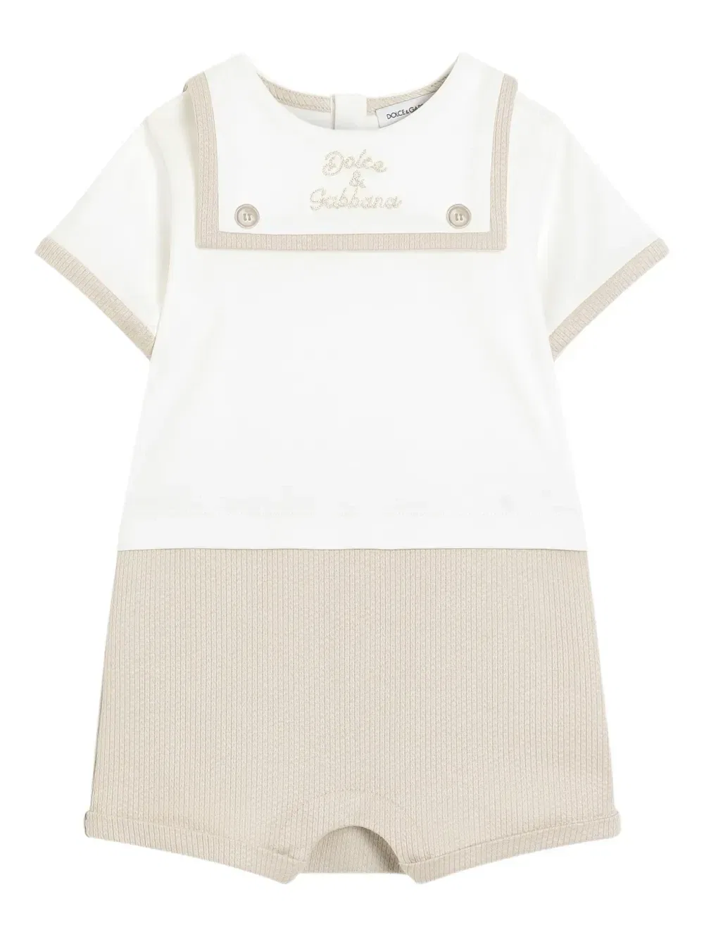 Ромпер с вышитым логотипом Dolce & Gabbana Kids, белый