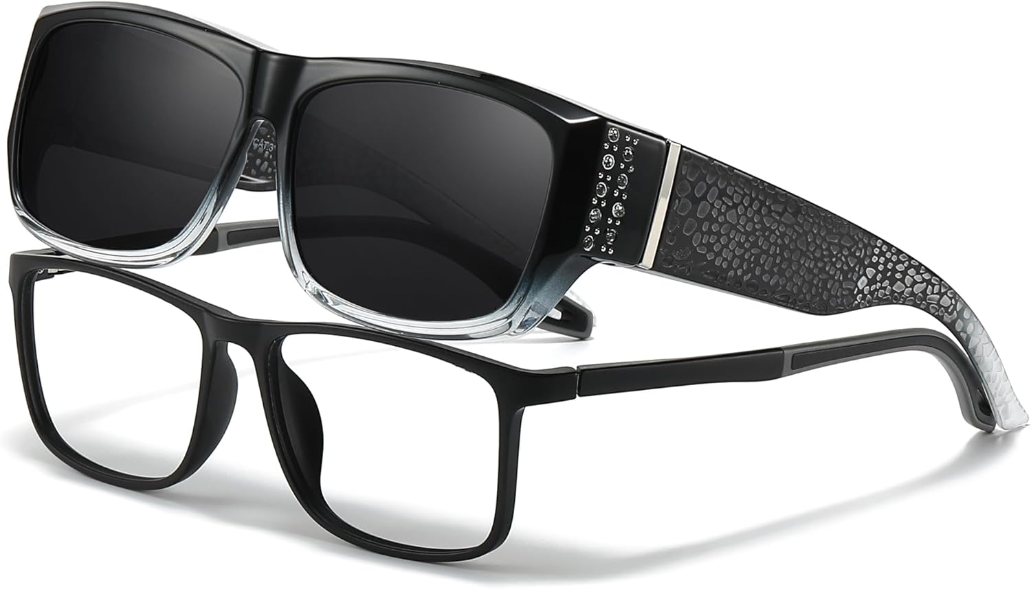 

Солнцезащитные очки Trysee для женщин, надеваемые поверх очков, с прямоугольной формой и стразами, обеспечивают защиту от УФ-излучения при вождении (TS4204), C02 Gradient Black