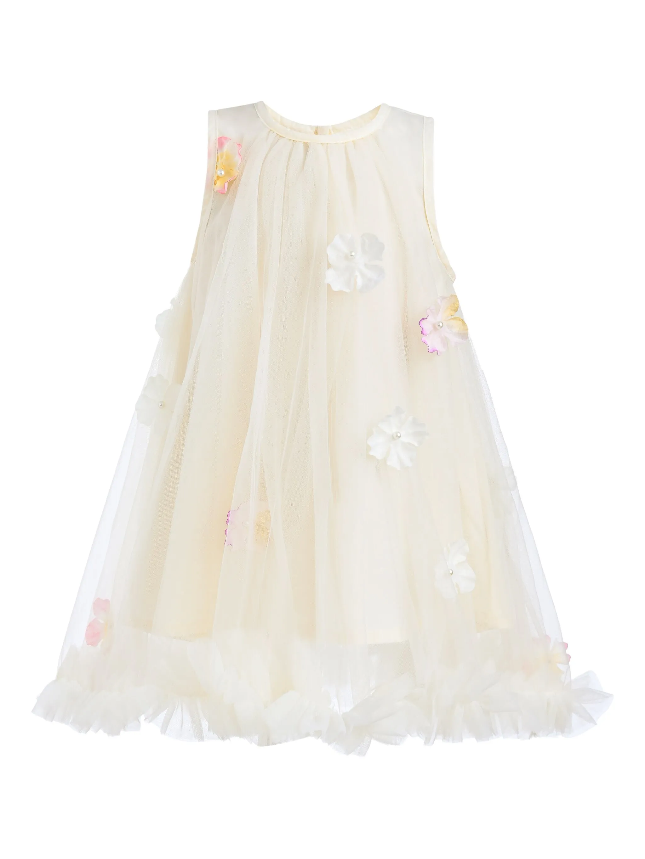 

Платье из тюля с цветочным декором Mimi Tutu, нейтральный