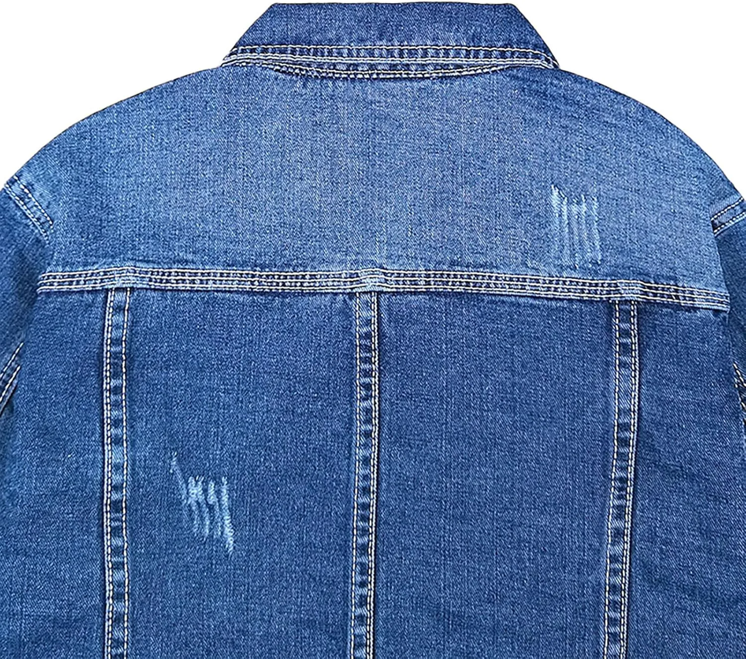Мужская джинсовая куртка верхняя одежда slim fit классическая винтажная джинсовая куртка с длинным рукавом потертая destroyed джинсовый пиджак Generic, синий — фото 2