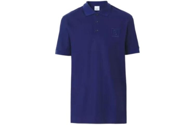 

Рубашка поло из хлопкового пике с буквенным принтом Burberry, синяя, цвет Blue