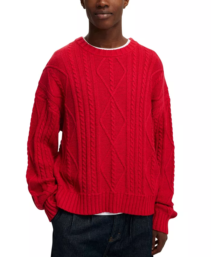 

Мужской свитер с косой вязкой COTTON ON, красный