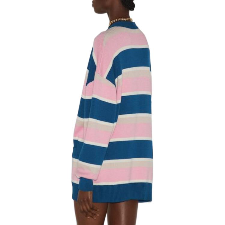 Кардиган (WMNS) Gucci Striped Cotton Wool Cardigan With Patch 'Multicolor' 782216-XKDZ1-4915, розовый — фото 3