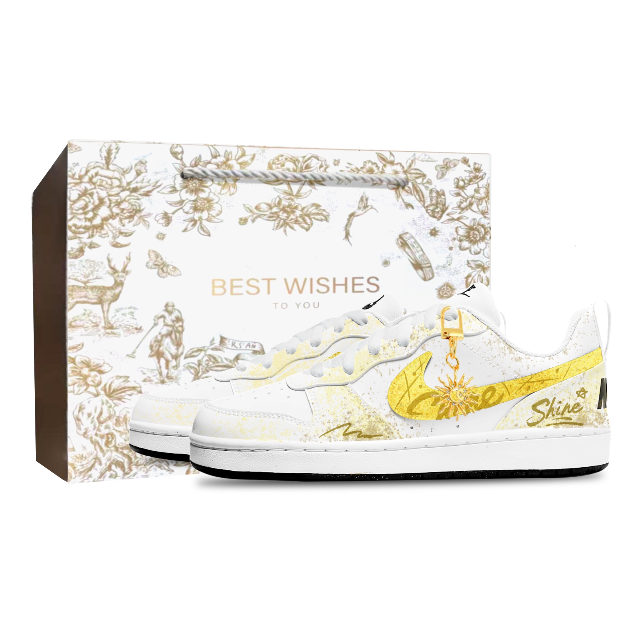 

Court Borough устойчивые к истиранию дышащие низкие детские кроссовки для скейтбординга Unisex Nike, белый and желтый