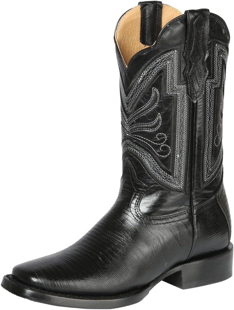 

Мужские ковбойские сапоги El General с принтом под ящерицу, черные, с квадратным носком, размер 31 Generic