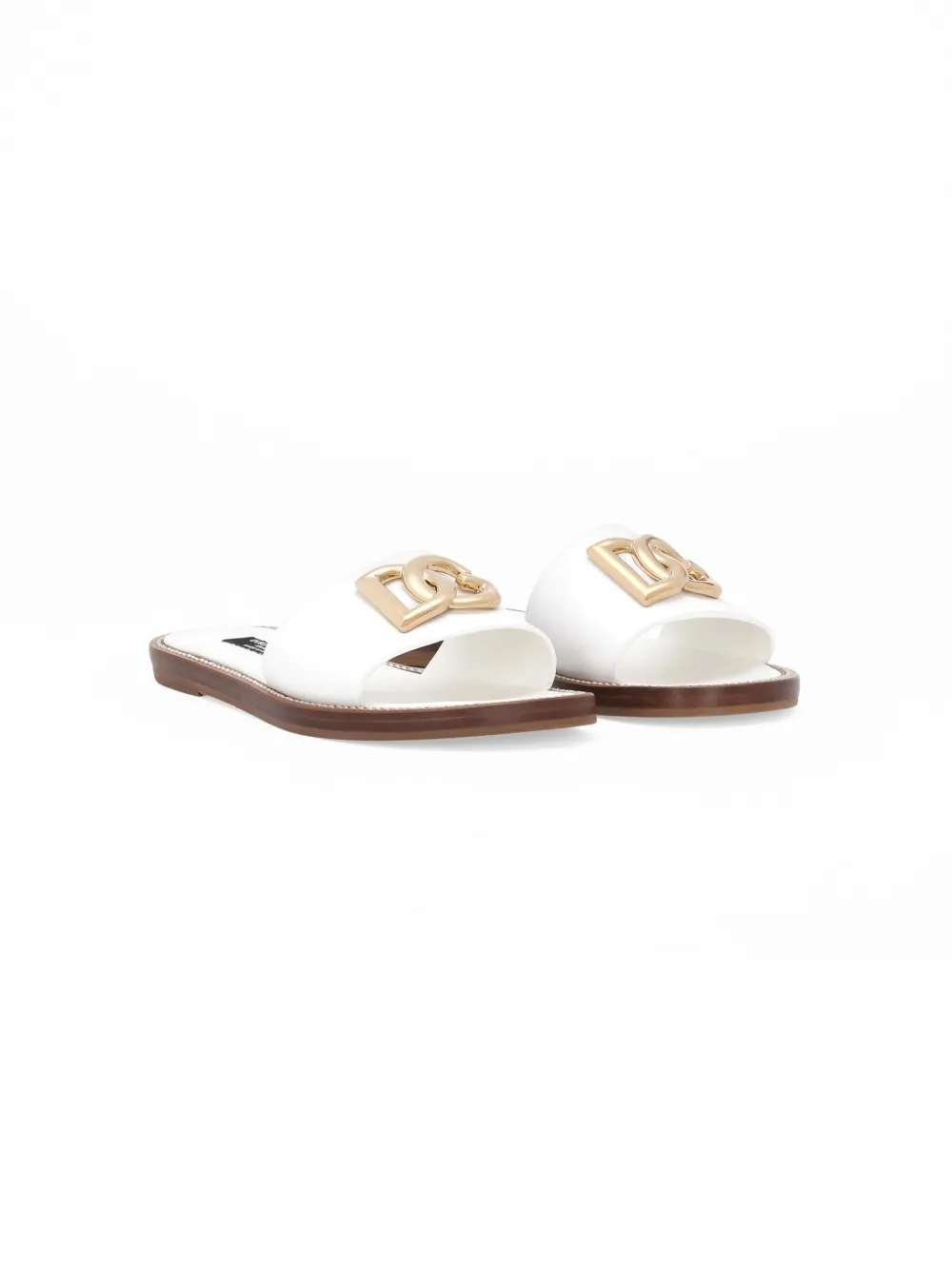 Лакированные шлепанцы с логотипом DG Dolce & Gabbana Kids, белый — фото 2