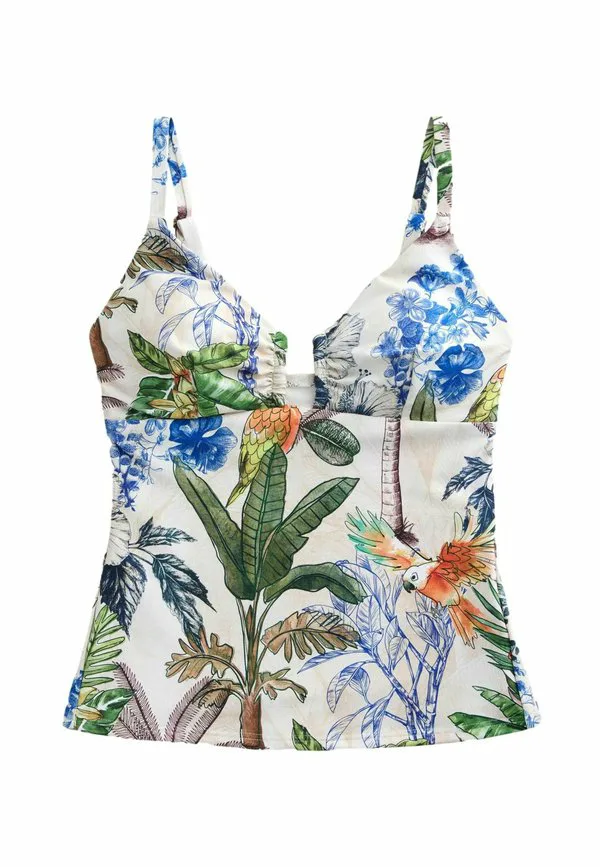 Топ-Майка с утягивающим эффектом для высоких женщин Next, Cream Navy Parrot Print — фото 4